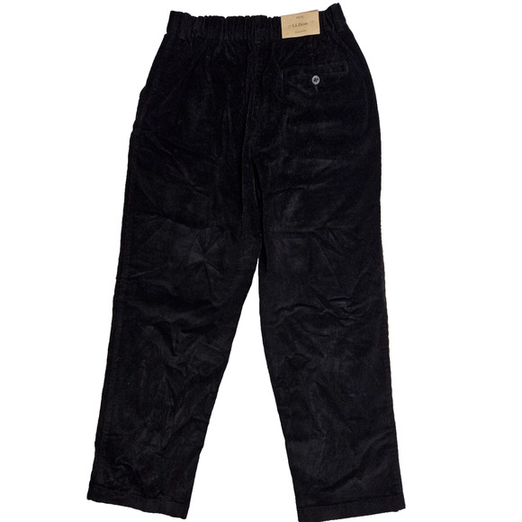 LL Bean Corduroy Pants womens Size 8 Petite Black Stretch Waist Straight Leg - Picture 1 of 10